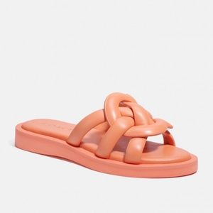 Coach Georgie Tangerine Leather Puffy Sandal